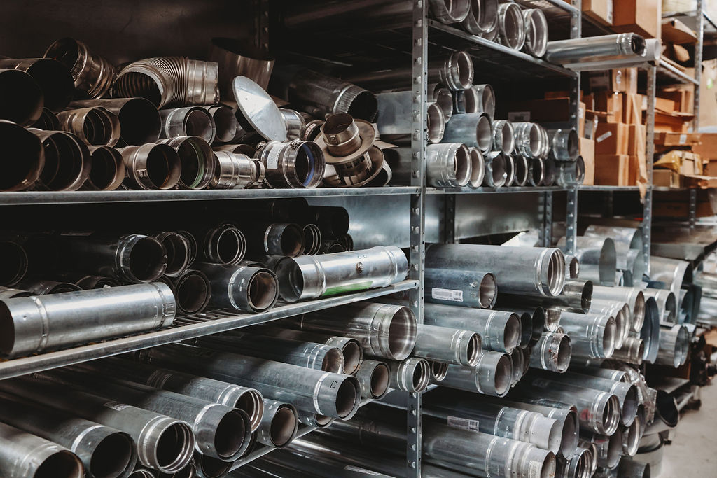 Commercial plumbing pipes and fittings inventory at AT Weber